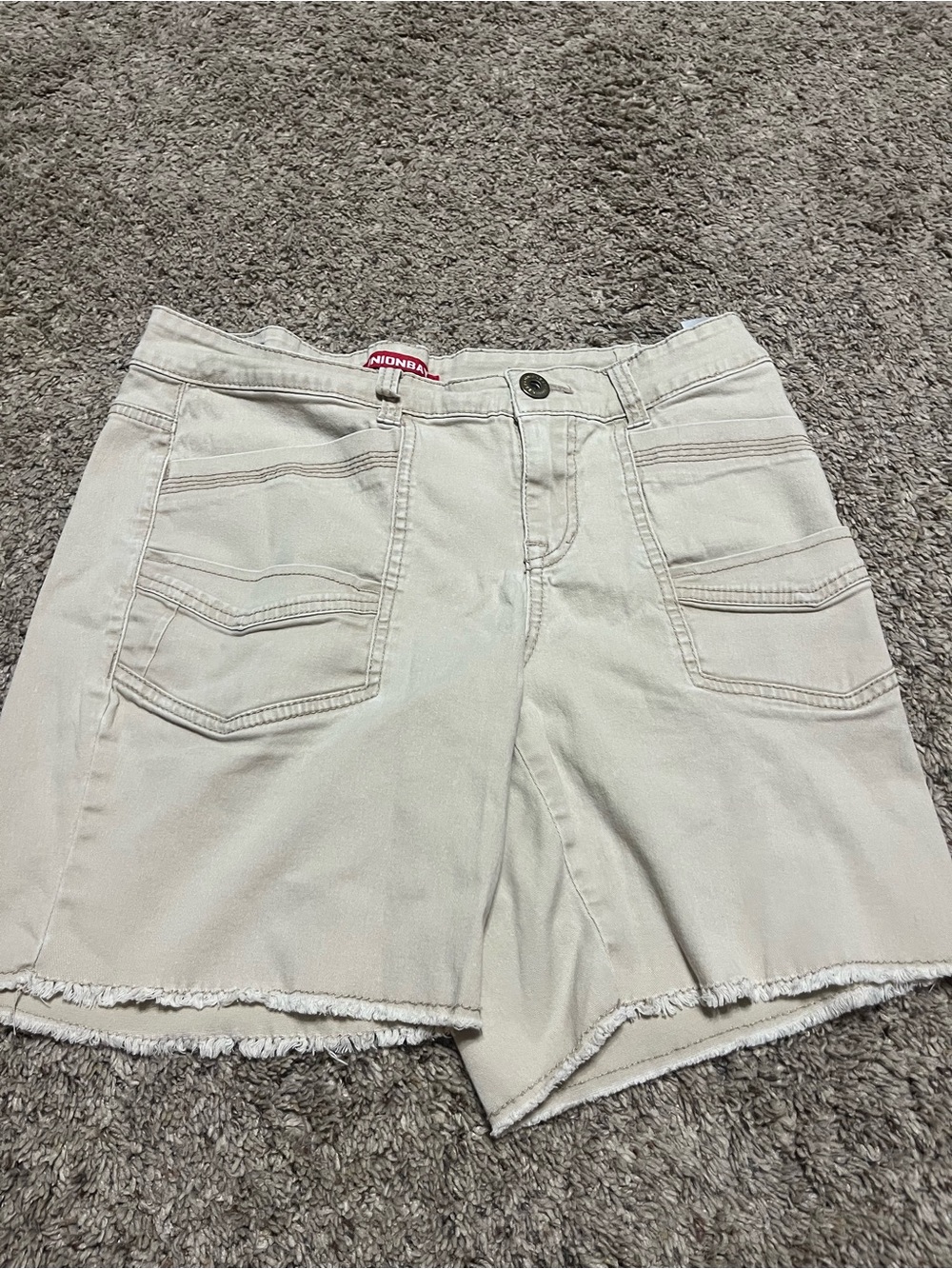 UNIONBAY Cream Frayed Hem Denim Shorts